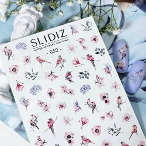 Слайдер-дизайн SLIDIZ водна наклейка для нігтів на будь фон, птахи, квіти