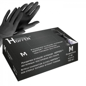Рукавички нітрилові M чорні Hoffen 100 шт